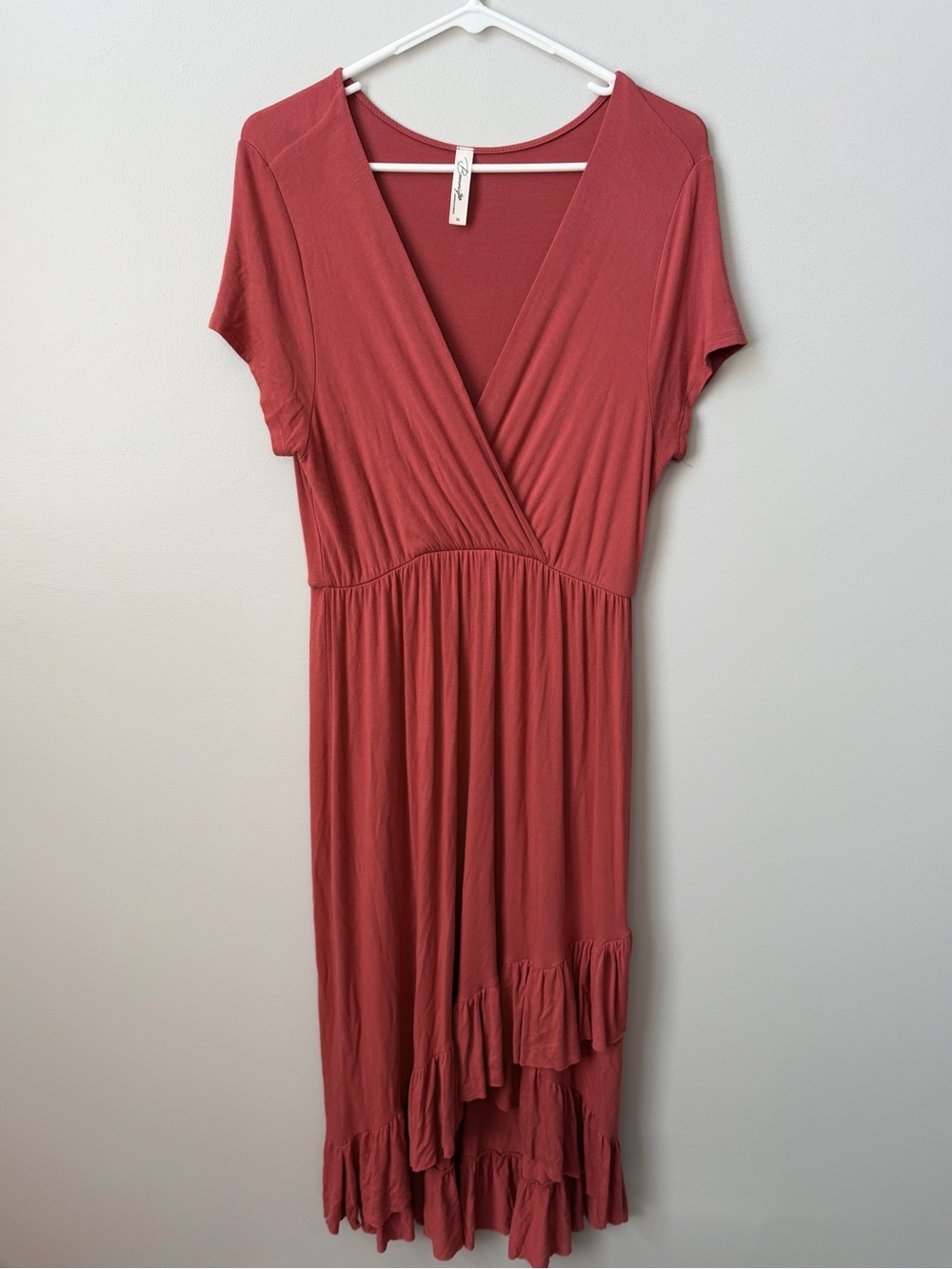 Beenigo Women's Surplice High-Low Wrap Dress with Tiered Ruffle Hem Size XL